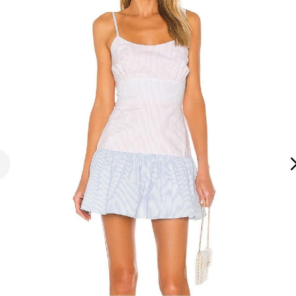 NEW Lovers + Friends Caesar Seersucker Mini Dress Bow Ties Small Cotton Summer - Picture 16 of 16